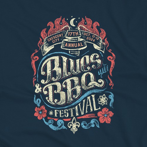 Blues & BBQ Festival T-shirt print design