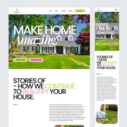 Website for Ferrarra Landscaping & Construction