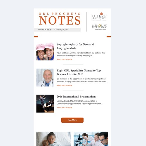 Email Newsletter Design For ORL Progress Notes