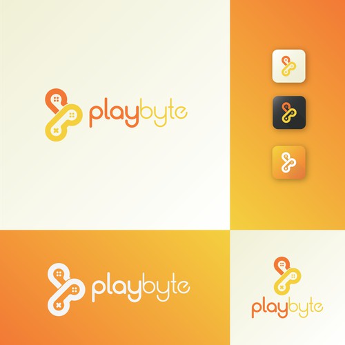 "PlayByte" logo concept for a game-based social media app