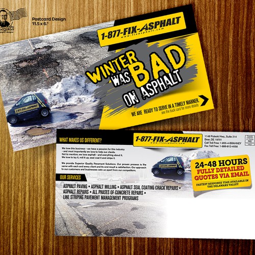 Post card for asphalt & concrete company