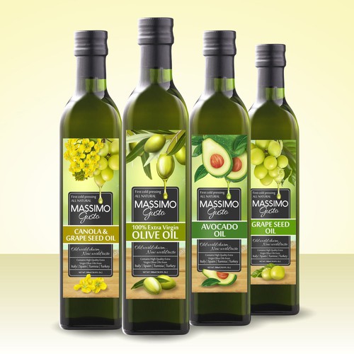 Modern package design concept for Massimo Gusto oil family