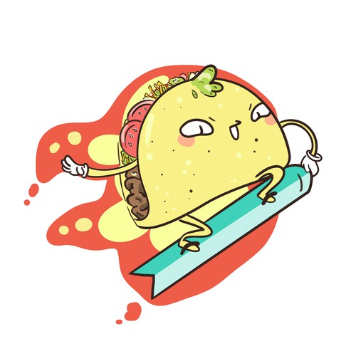 Snowboarding Taco - Tattoo design