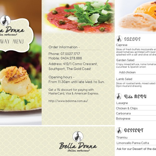 Help Bella Donna Italian restaurant with a new brochure design
