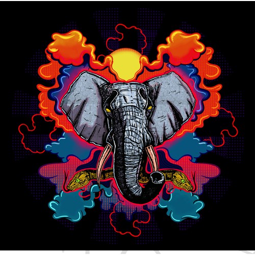  Illustration of a powerful elephant