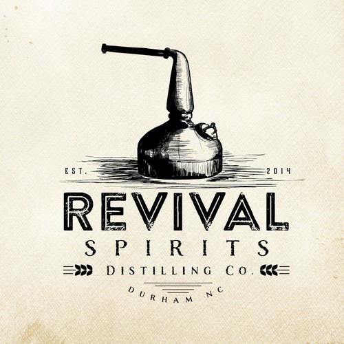 Old School craft distillery logo for Revival Spirits Distilling Co.