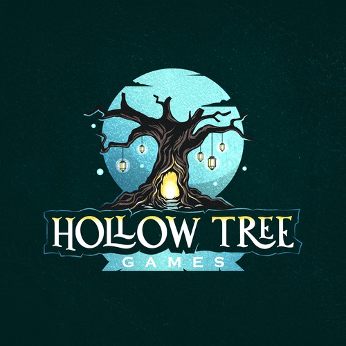 Mystic Hollow Tree – Fantasy Game Brand Mark