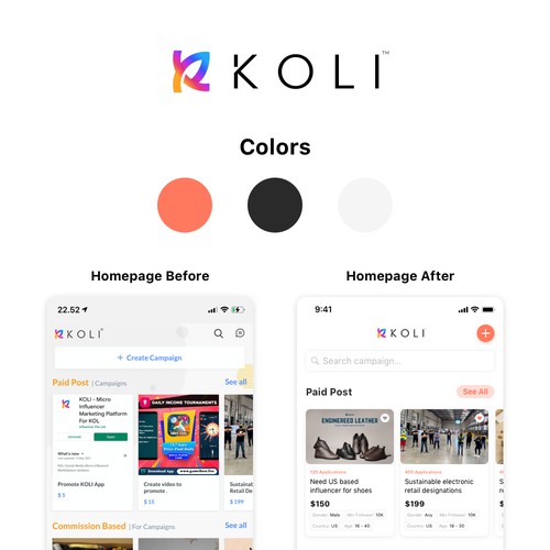 Redesign Mobile app KOLI