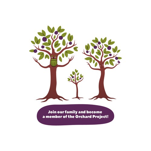 Family of tree-mascots for community orchard