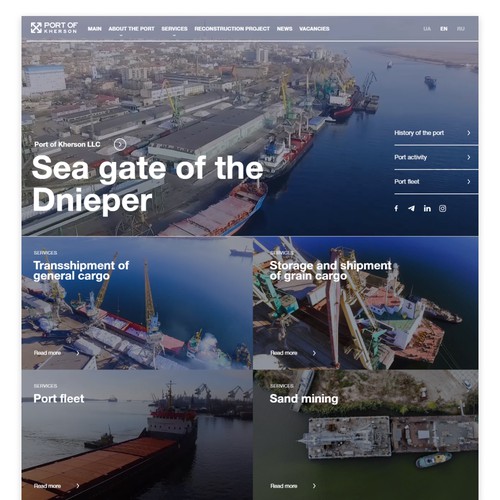Creating a website for a modern company, part of the unified transport complex of Ukraine  LLP Kherson Port