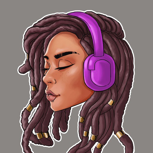 Cartoon of headphone girl