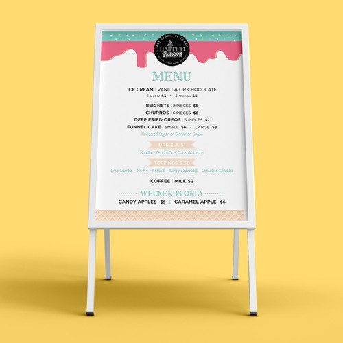 Sidewalk Menu for Ice Cream Shop