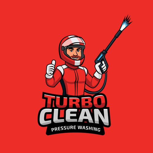 energetic mascot logo for pressure washing company