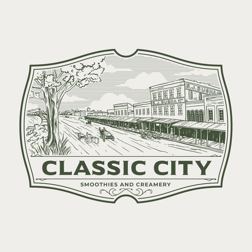 Hand-drawn concept logo for Classic City Smoothies & Creamery Logo