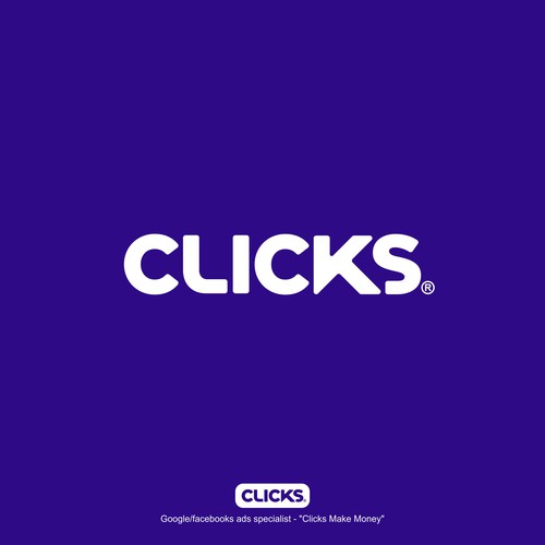 Wordmark logo concept for CLICKS.