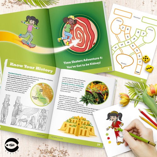 Interior book design and illustrations for Adventure 4 - The Renal System by Know Yourself PBC