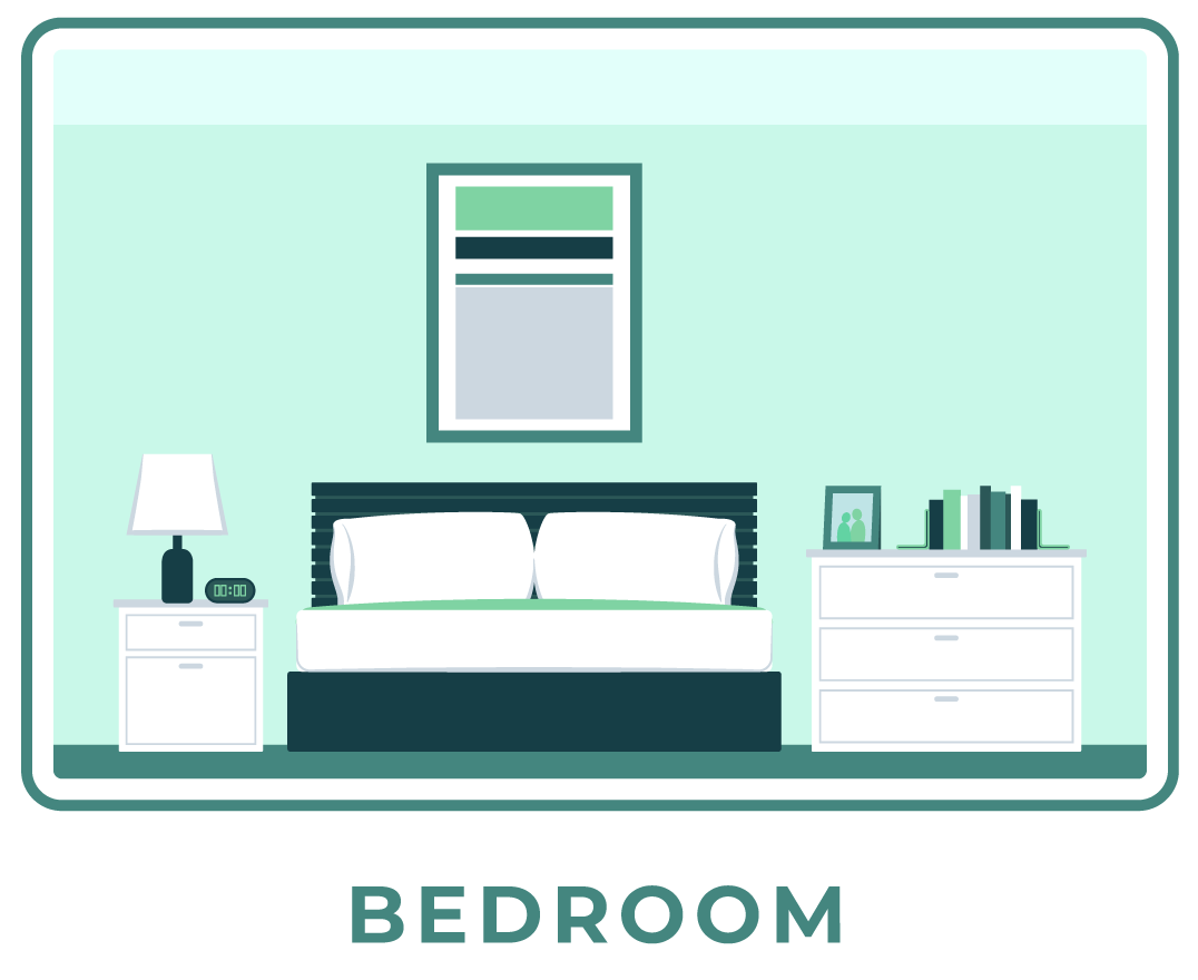 Design a single modern graphic that represents a cross section of a typical home
