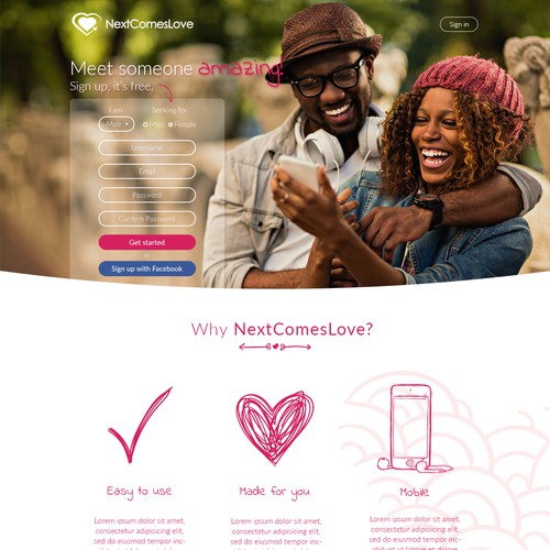NextComesLove Landing page