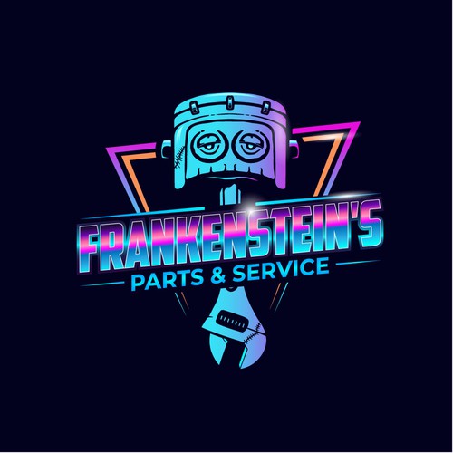 Retro inspired neon logo for Frankenstein mechanic