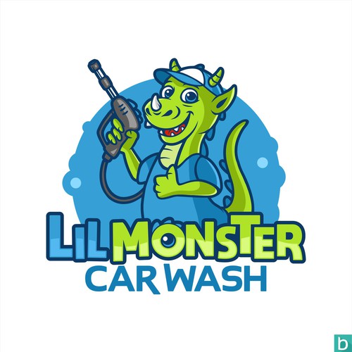 Mascot Car Wash, Carwash cartoon mascot logo design, Car wash mascot with logo - Lil Monster Car Wash