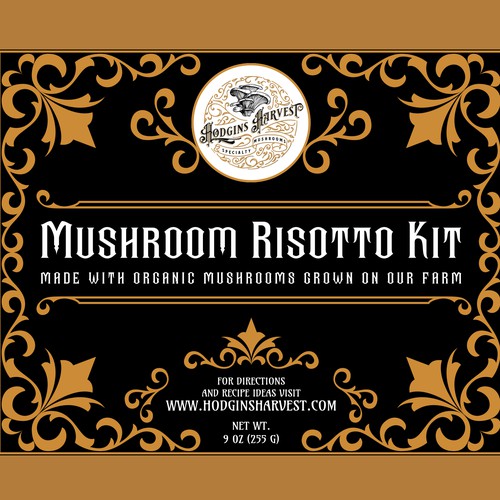 Vintage Label Design Concept for Mushroom Risotto Kit