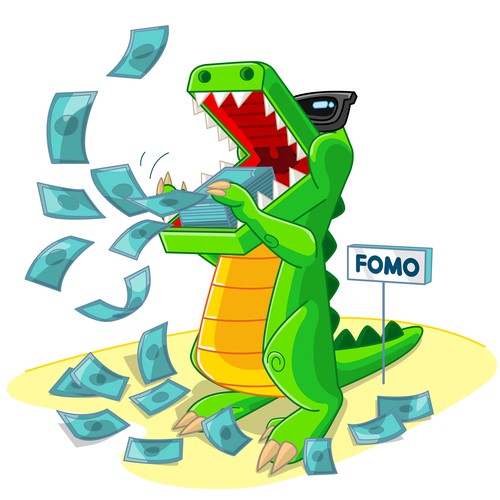 Mascot of Alligator Counting Money