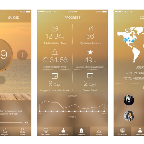 Design concept for a meditation timer app