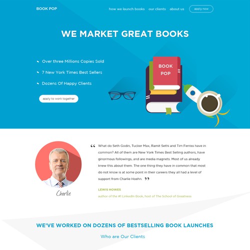 Create a Clean, Modern Landing Page for a Book Marketing Company