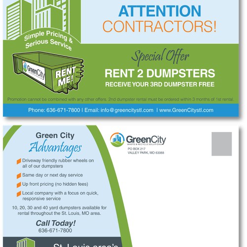 Create an eye catching postcard for Green City Waste & Recycle Solutions