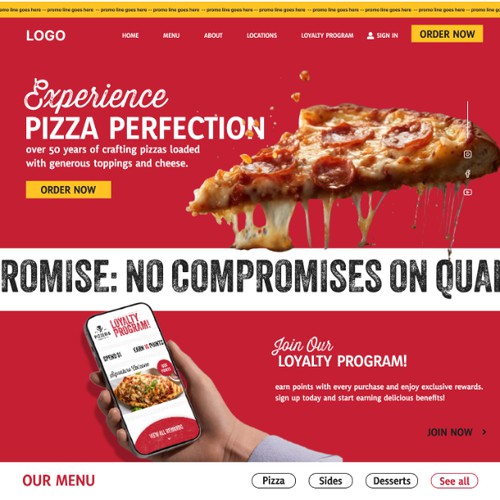 Pizza restaurant website design