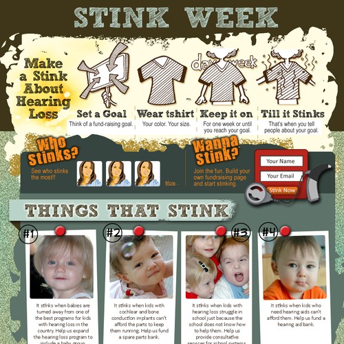 Create the website design for Stink Week fundraiser for Decibels Foundation.