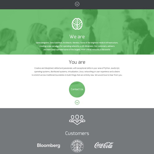 Bold, elegant splash site for transformation start-up in networking