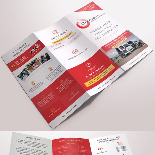Trifold Brochure for a Medical Transportation in San Francisco, California USA 
