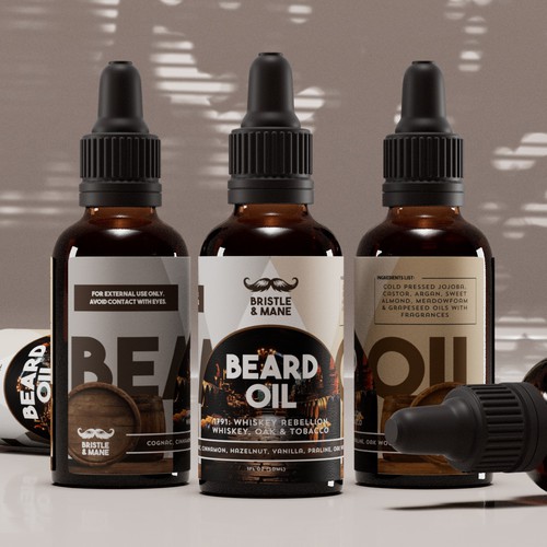 Beard Oil Bottle Label Design
