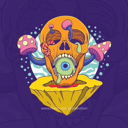 Psychedelic skull illustration