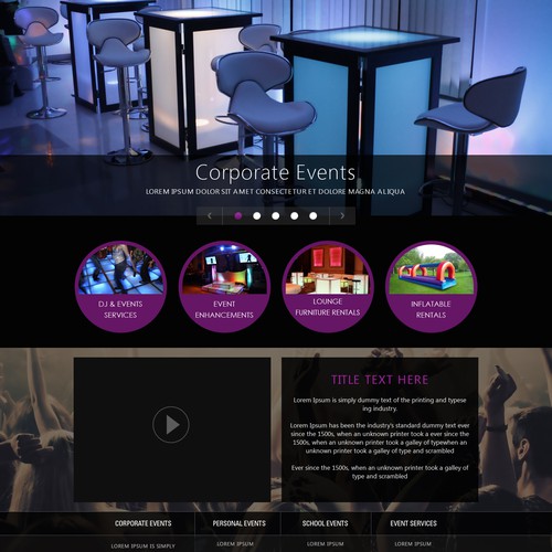 Home page design for Hip, Sexy Events & Entertainment Company