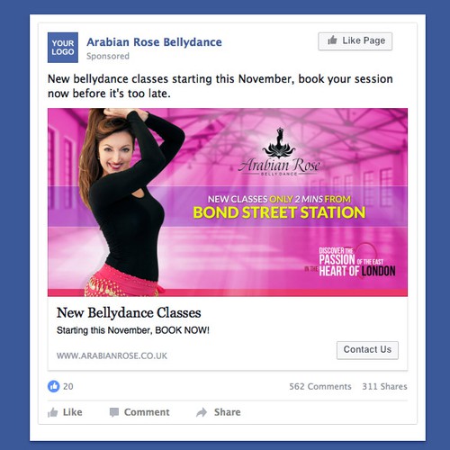 Facebook Newsfeed Ad for a Bellydance School