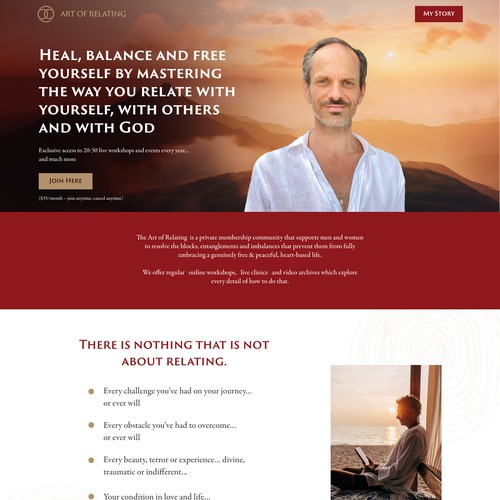 Landing page website for a healing & self-mastery membership community