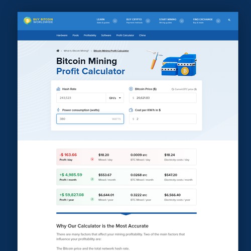 Bitcoin Mining Profit Calculator