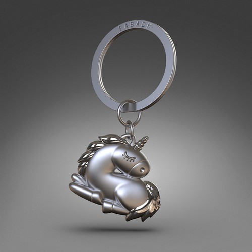 Creation and 3D modeling of a silver unicorn keychain