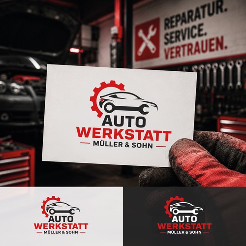 Bold automotive workshop logo