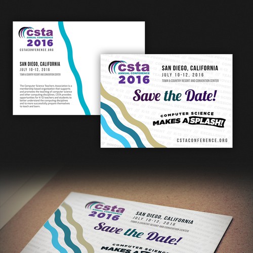 Simple and fun postcard for the 2016 CSTA conference.