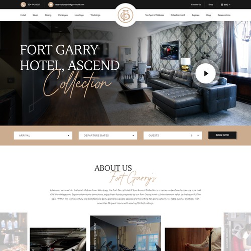 Design a modern website for an elegant, historical property in Winnipeg, Canada