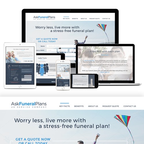 Landing Page design for funeral plan company