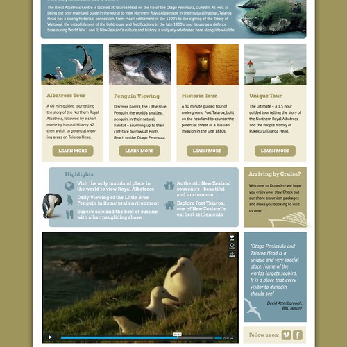 New website design wanted for Royal Albatross Center