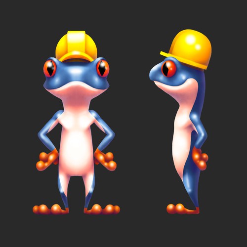 Create a fun & professional 3D Blue Frog Mascot
