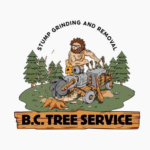 Logo design for tree stump removal.
