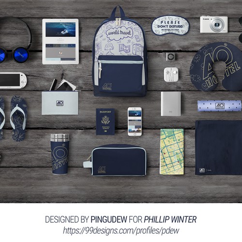 Create a cool merchandise design suitable for various travel items