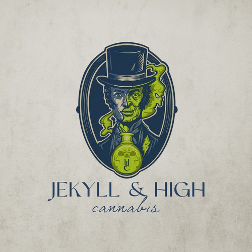 Hipster logo for Dr. Jekyll & Mr. High comic book theme