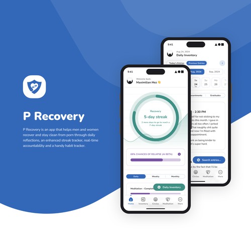 P Recovery - Stay Clean from Porn - Mobile App Design Concept